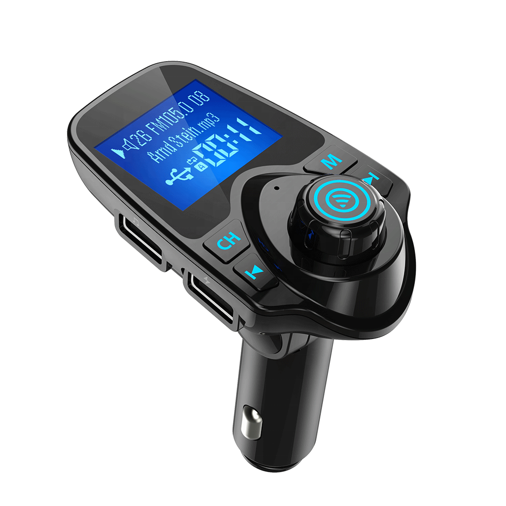 AGETUNR T11 Car Mp3 Player Audio Fm Transmitter Receiver Kit Memory Card/U-disk AUX USB Charge 1.44inch LCD Display Screen Black